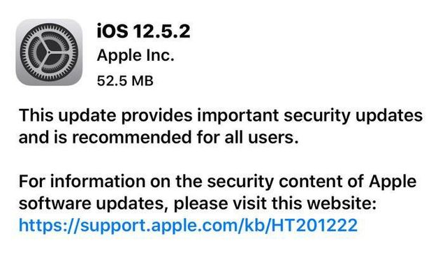 桐柏苹果手机维修分享iOS12.5.2发布，建议所有老苹果用户安装 